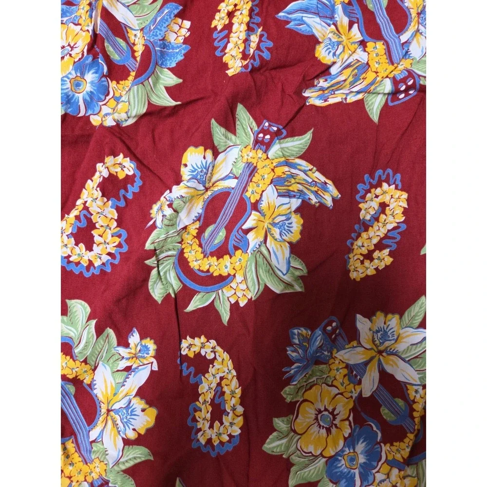 VTG‎ Polo Ralph Lauren Mens L Hawaiian Camp Shirt Button Down Red Tropical